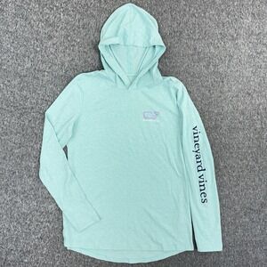 Vineyard Vines Hoodie Shirt Womens S Blue Hooded Long Sleeve Logo Whale Logo